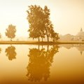 Temple at Lumbini at dawn