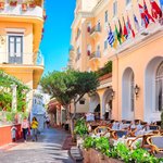 Colorful cafes of the Amalfi Coast