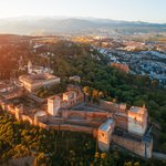 Aerial View of the Alhambra at Sunset