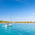 Sailboat in the Supetar harbor on Brac Island