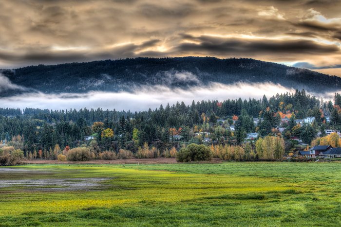 Autumn sunrise over Salmon Arm in Shuswap Country