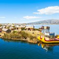 Uros floating island on Lake Titicaca