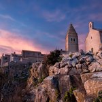 Sunset over medieval Lubenice on Cres Island