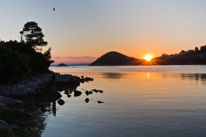 Sunset over Panormos Bay in Skopelos