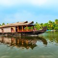 A wooden houseboat on the Kerala backwaters