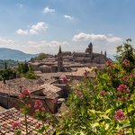 View over the rooftops and countryside of Urbino.
