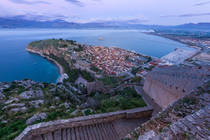 Sunrise over the peninsula of Nafplio