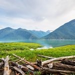 Bella Coola's shoreline at sunset