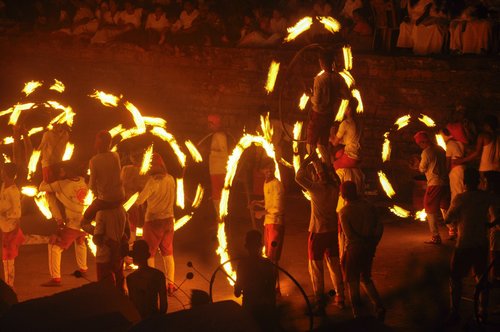 Fire dancers perform at the Kandy Perahera (Photo courtesy of Pexels)