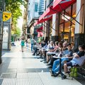 Relaxing in an outdoor café on Avenida de Mayo, Buenos Aires
