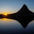 Midnight sun setting on Mt. Kirkjufell