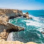 Cathedral rock formation in Paracas National Reserve