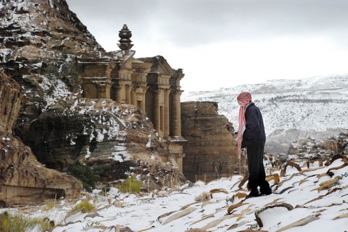 Snow at Petra, Jordan