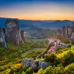 The monasteries of Meteora at sunset