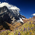 Alpine landscape in the Cordillera Blanca