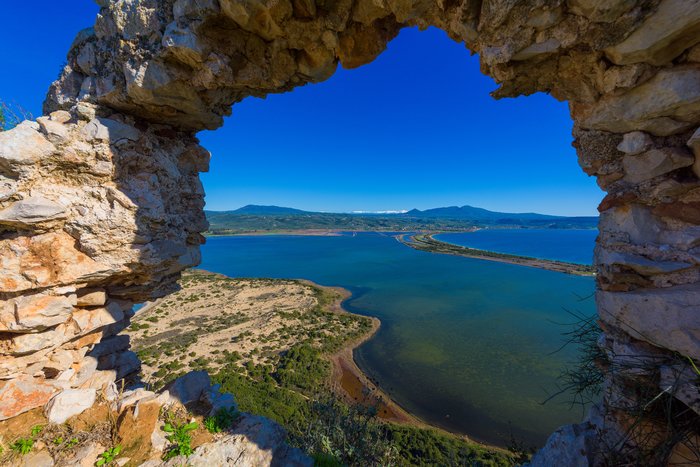 The view from Navarino Castle overlooking Pylos Bay