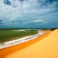 View of Taroa sand dune and ocean