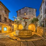 La Grande Fontaine de 1850 at dusk in Saint Paul de Vence