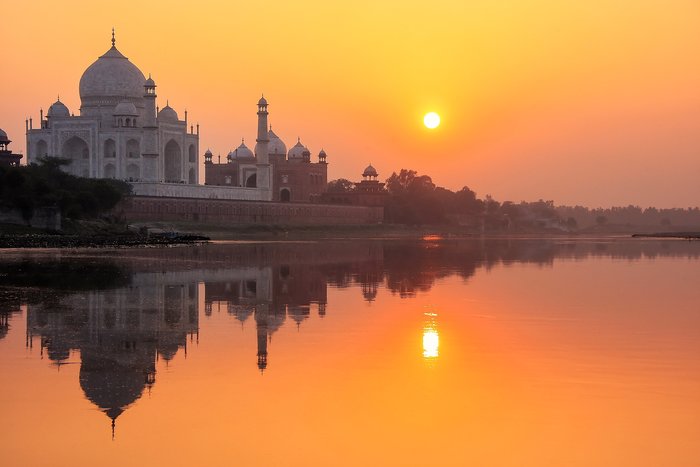 Witness the sun setting over the world's most famous Monument to Love, the Taj Mahal