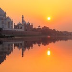 Witness the sun setting over the world's most famous Monument to Love, the Taj Mahal