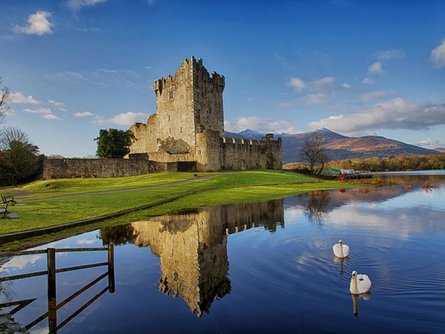 15th-century Ross Castle sits at the edge of Lough Leane, in Killarney National Park