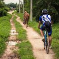 Cycling on a trail outside of Yangon, Myanmar