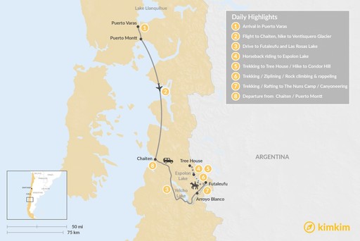 Patagonia map: Trekking Northern Patagonia: 8 Days