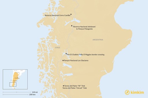 Patagonia map: Best Treks in Patagonia