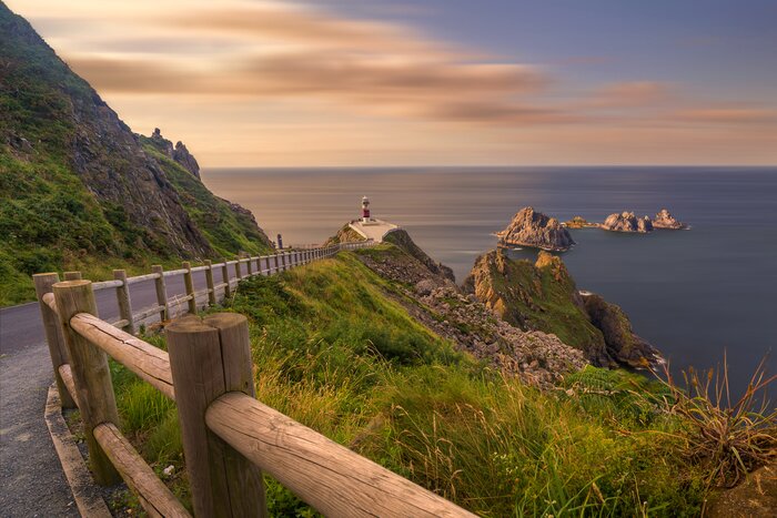 Driving along the coast in Galicia, Spain