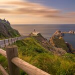 Driving along the coast in Galicia, Spain
