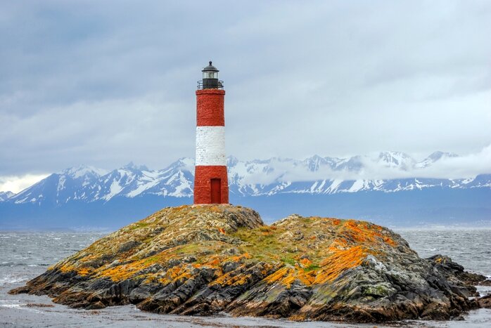 The iconic Les Eclaireurs Lighthouse off of Ushuaia in the Beagle Channel of southern Patagonia