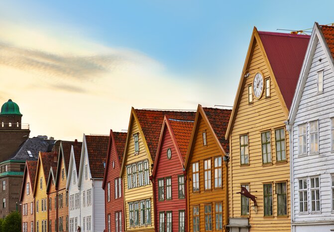 Famous Bryggen street in Bergen