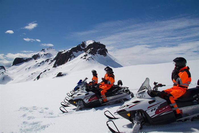 Langjokull glacier snowmobiling