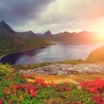 Sunset over Ålesund, Norway's coastal Art Nouveau city