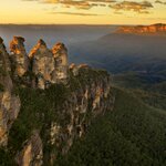 Sunrise over the Three Sisters of the Blue Mountains in summer