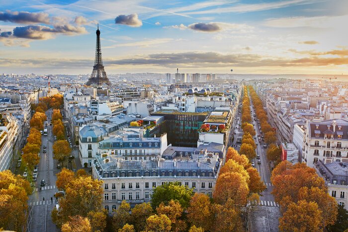 Cityscape view of Paris, France with the Eiffel tower
