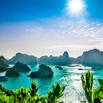 Sail amid the karst landscape of Ha Long Bay in a traditional junk boat, Vietnam
