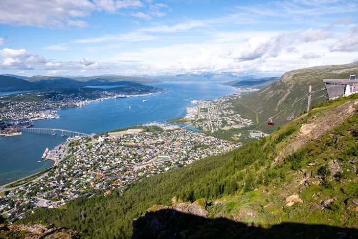 Get a birds-eye view of Tromsø from the cable car and platform