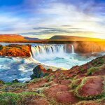 Marvel at Iceland's rugged beauty and powerful waterfalls, like Goðafoss