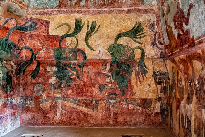 See Bonampak's colorful murals that depict daily life, politics, and rituals