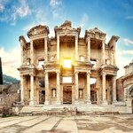 Facade of the ancient Library of Celsus in Ephesus, Turkey