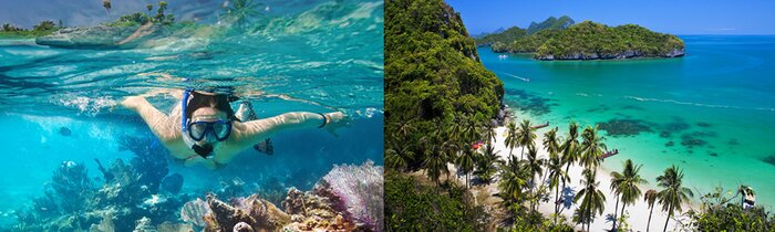 Family fun day with  kayaking &snorkeling at Angthong Marine Park by VIP joining speedboat