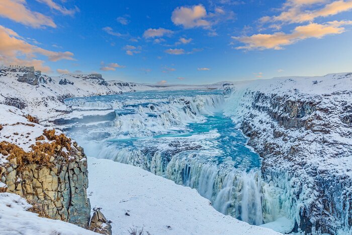 Gullfoss waterfall in Iceland in winter