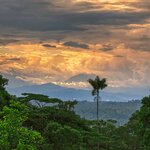 Volcanic peaks and dense jungle near Macas