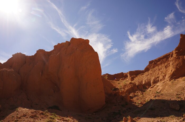 Bayanzag (Flaming cliffs) - a dinosaur native land (evening arrival)