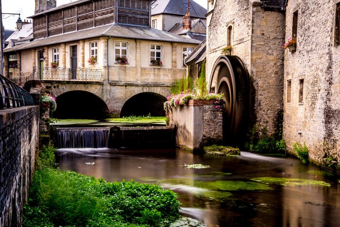 Water Mill and Aure River in Bayeux, France
