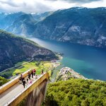 Check out panoramic views of Aurlandsfjord from Stegastein Viewpoint 