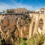 Views of the canyon from atop El Tajo Gorge in Ronda, Spain