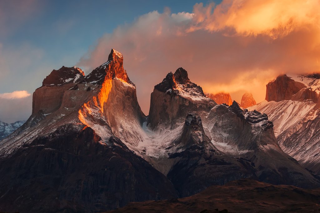 Sunrise over Cuernos del Paine