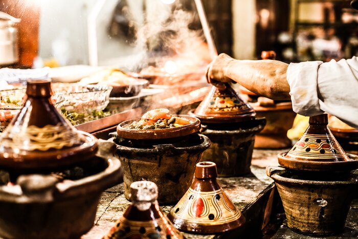 Enjoy traditional Moroccan dishes like tajines